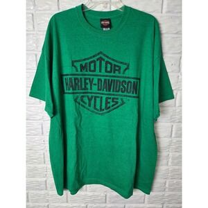 Men's size 2XL Harley Davidson T shirt Green Short sleeve Yuba City California